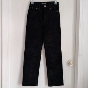 Denim Forum Arlo Black Corduroy High Rise Ankle-Length Straight Jeans Size 24